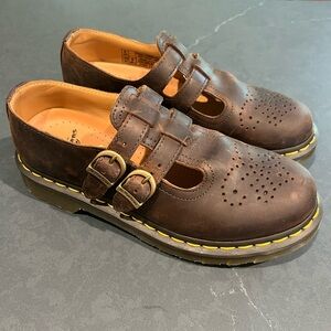 Dr. Martens Brown Leather Flats with Buckles
